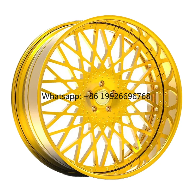 

Car Rims 2-Piece 19-26 Inch 5x120.65 Gold Plated Deep Dish Forged Aluminum Wheels for Chevy Silverado for Chevrolet Impala
