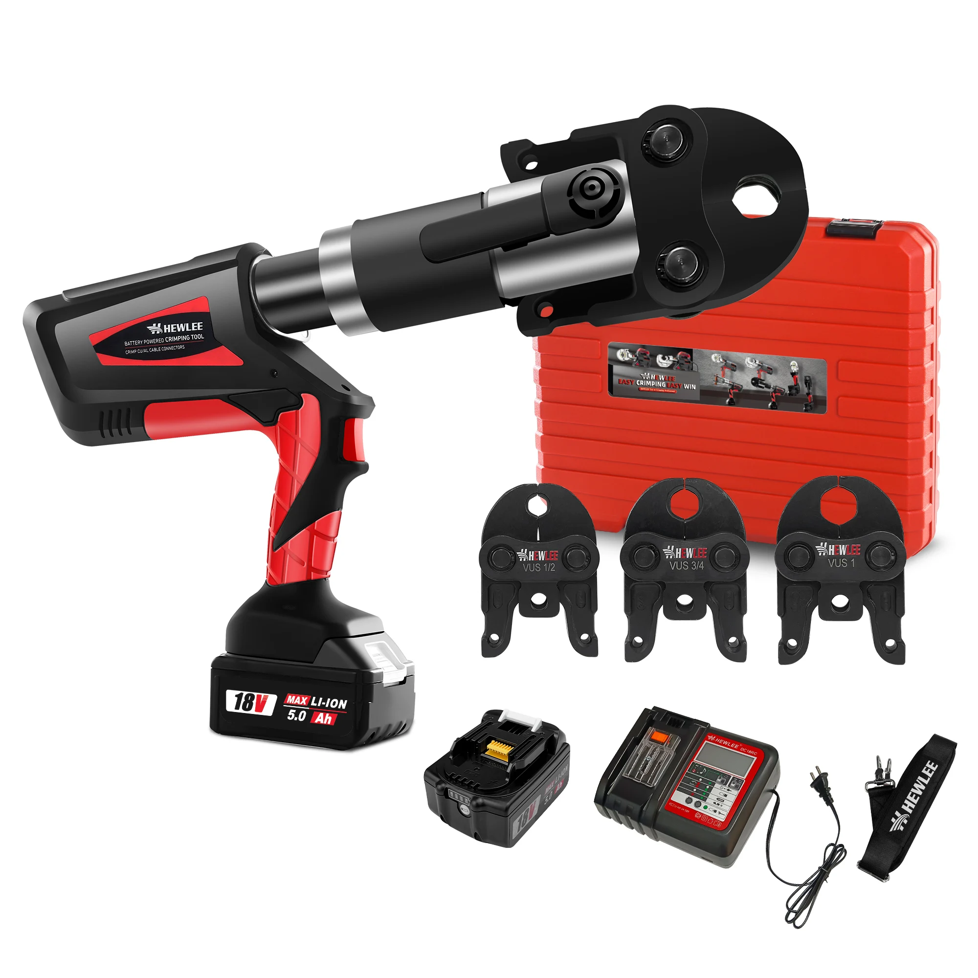 

Pro Press Copper Crimping Tool Hydraulic for Domestic and Industrial 5.0Ah*2 Battery Powered, US Standard 1/2", 3/4", 1" Copper