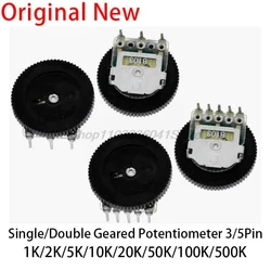 10pcs 3pin 5pin tuning potentiometer B102 B103 B203 B503 B202 B502 B104 1K 10K 20K 50K 16*2 Gear Dial Potentiomer volume switch