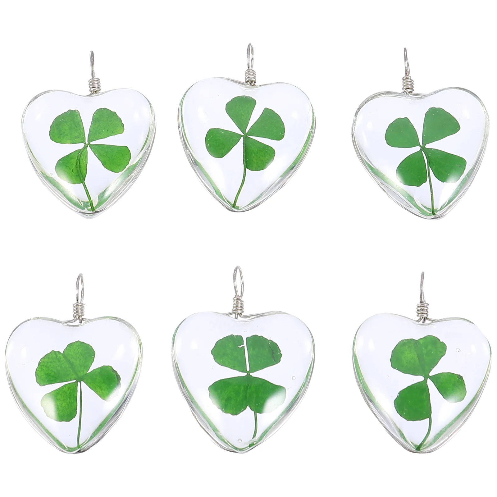 6 Pcs Flower Necklace Four Leaf Pendant Jewelry Key Chain Charm Rhinestones Miss