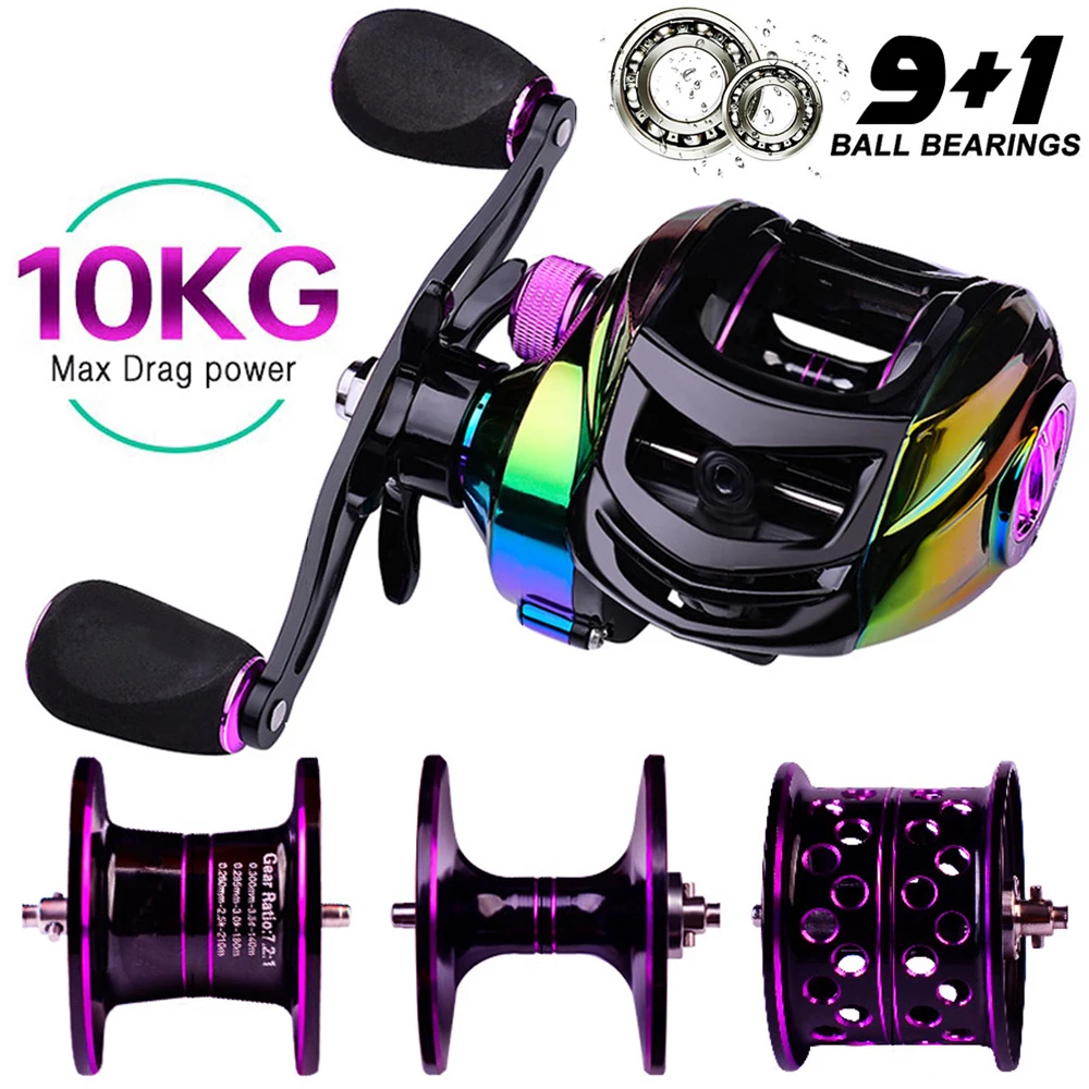 

Baitcasting Fishing Reel 9+1 Ball Bearings 7.2:1 Gear Ratio 10Kg/22 Lb Max Drag Casting Reel for Freshwater Saltwater Fishing