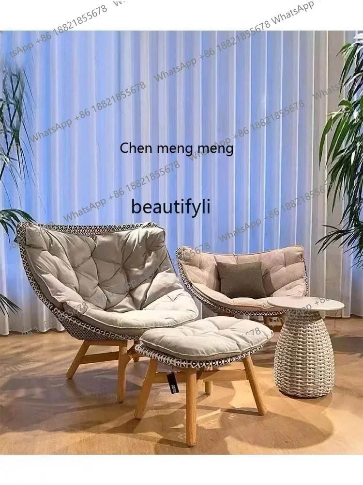 

ss7304 Outdoor Casual Solid Wood Rocking Chair Terrace Courtyard Sunshine Room Household Hotel Leisure Recliner Rattan Furniture