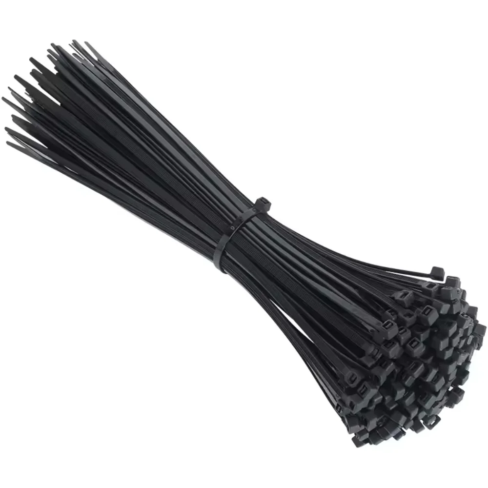100 PCS Self-locking Plastic Nylon Tie Black Fastening Strap Cable-Tie-Set Cable Zip Tie Fastening Ring Zip Wraps Strap Tie