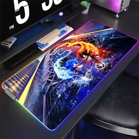 Game S-Sonic Cool H-Hedgehog LED Light RGB Luminous Keyboard Desk-Mat Color Waterproof Office Mouse Computer Anti-slip Rubber