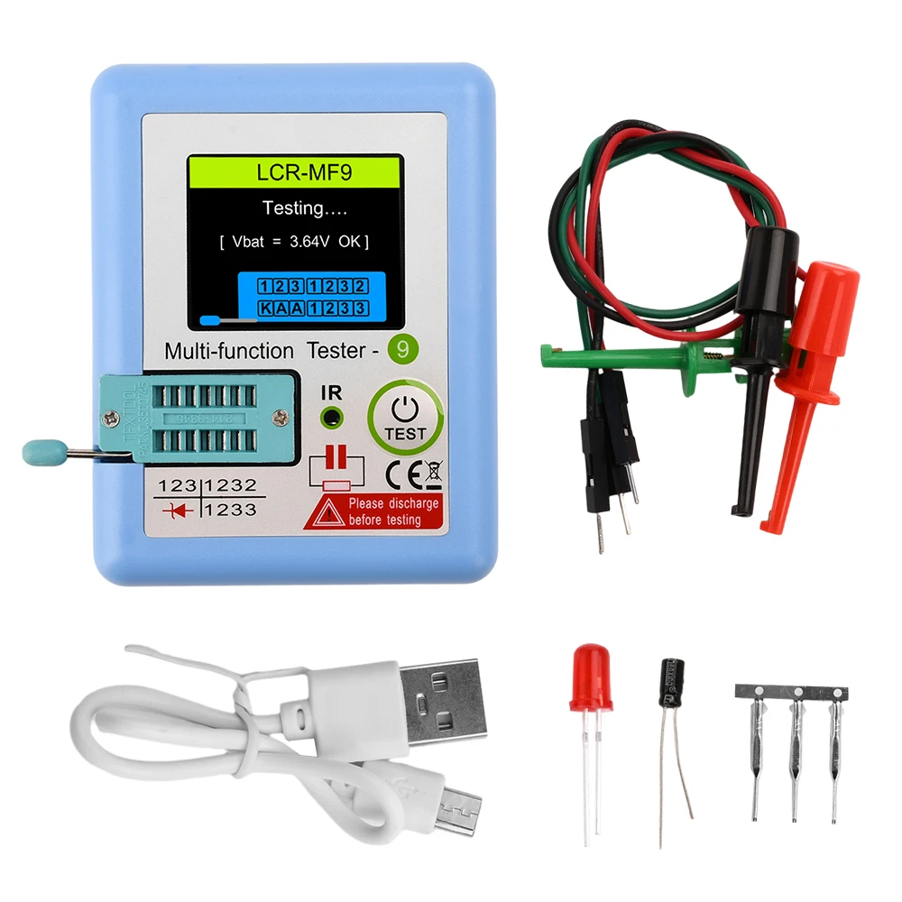 LCR-MF9 Nowy tester tranzystorów Dioda TFT Trioda Miernik pojemności LCR Miernik ESR NPN PNP MOSFET IR Wielofunkcyjny tester Multimetr