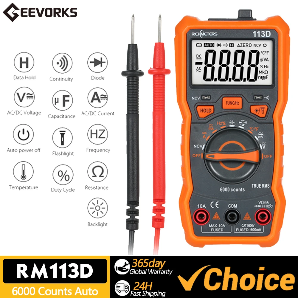 Professional LCD Digital Multimeter 6000 Counting Automatic Ranging Ac Dc Voltage Diode Frequency Tester With Magnetic Function