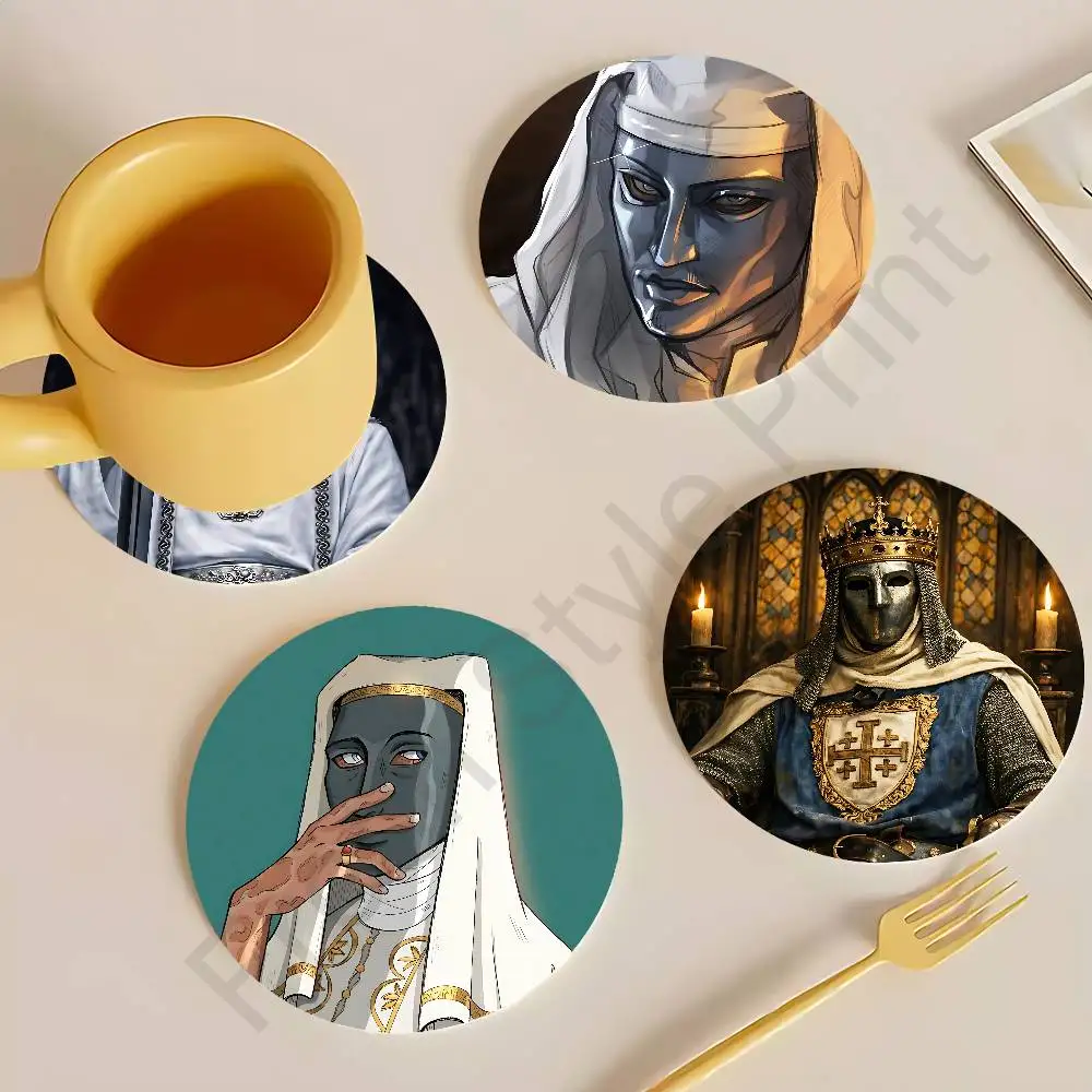 

B-Baldwin IV Former King of Jerusalem Round Anime Wooden Coasters DIY Decorations Birthday Valentine Gifts