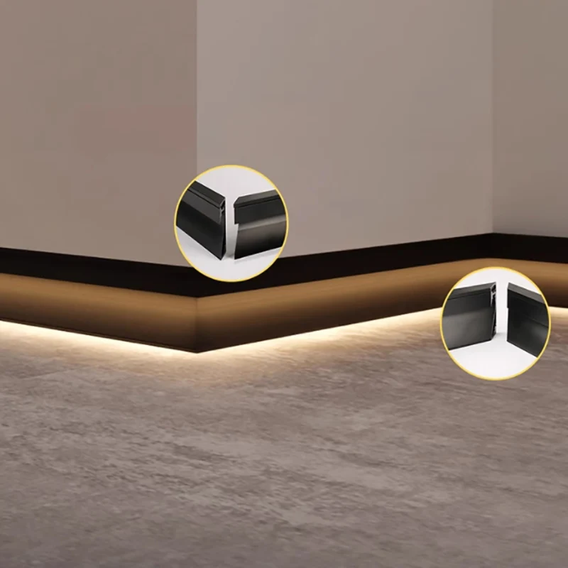 Aluminum Profile Led Skirting Line Luminous Light Embedded Hidden Linear Lamp Invisible Corridor Stair Baseboard Bar Strip Lamp