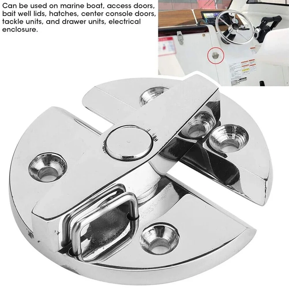 1pc Boat Door Catch Latch Parts For Hatches Center Console Doors Stainless Steel Spare Round Twisting Locking Door Catch Latch