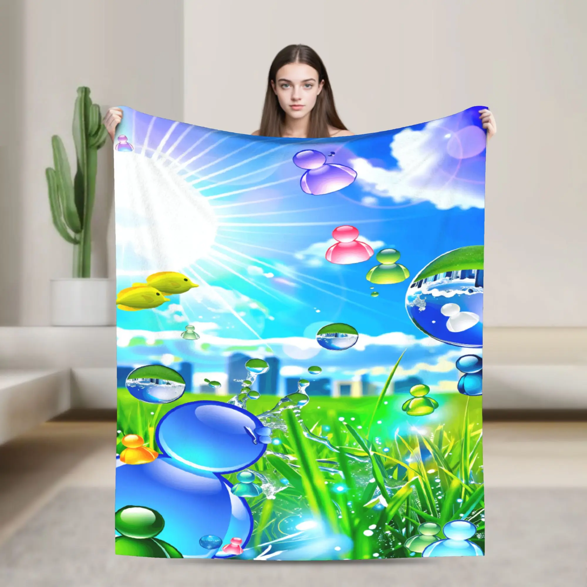 Frutiger Aero Art Bedding Throws Super Soft Trend Blanket  For Couch Chair Camping Flannel Bedspread Bed Cover