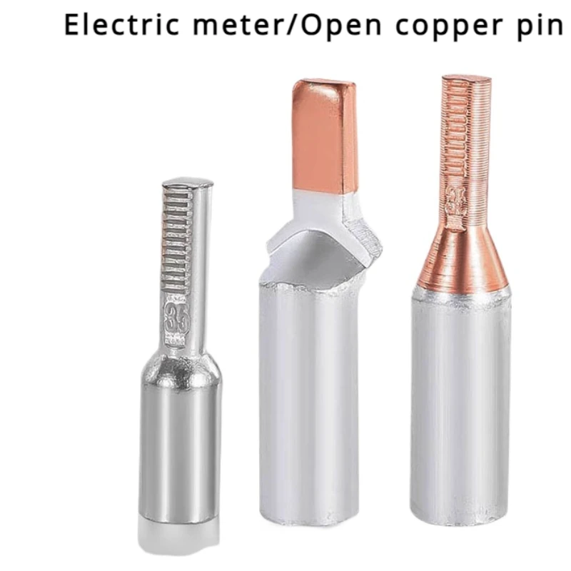 5pcs DTD10-35 full copper Open pin purple copper wire ear tinned electric meter copper pin electric meter box terminal