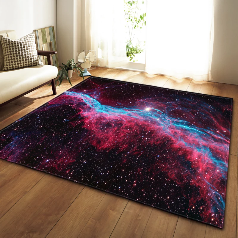 Universe Galaxy Living Room Area Rug Nebula Starry Sky 3D Carpet for Bedroom Soft Rugs for Kids Play Anti-Slip Bathroom Bath Mat