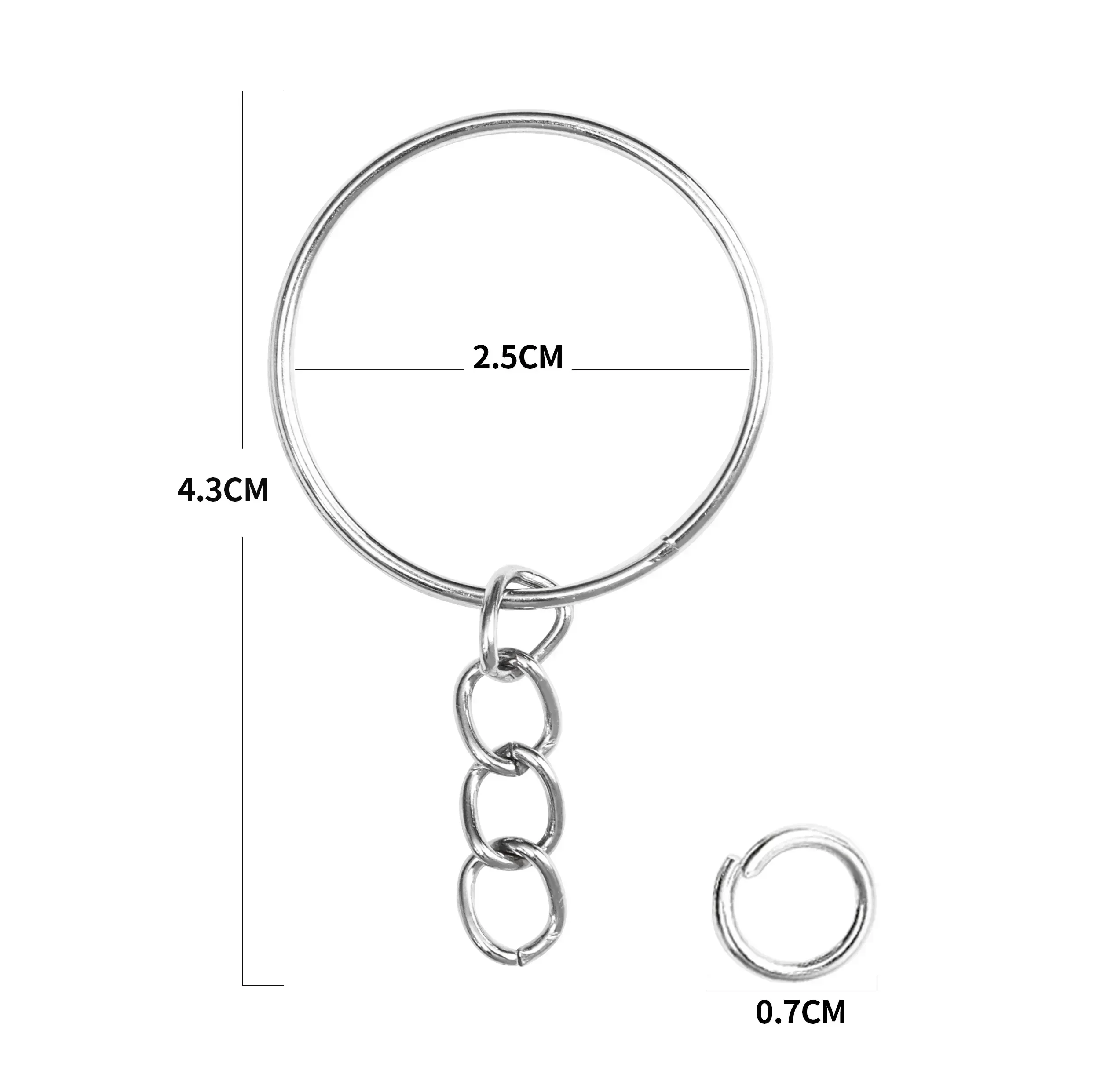 Versilberter Metall-Schlüsselanhänger mit Splitring, Schlüsselhalter für Damen und Herren, DIY Schlüsselketten, Schlüsselring 2027 – Detail 14