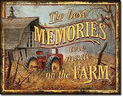 Farm Memories Best Farming Tractor Cabin Vintage Look Wall Decor Metal Tin Sign -aluminum