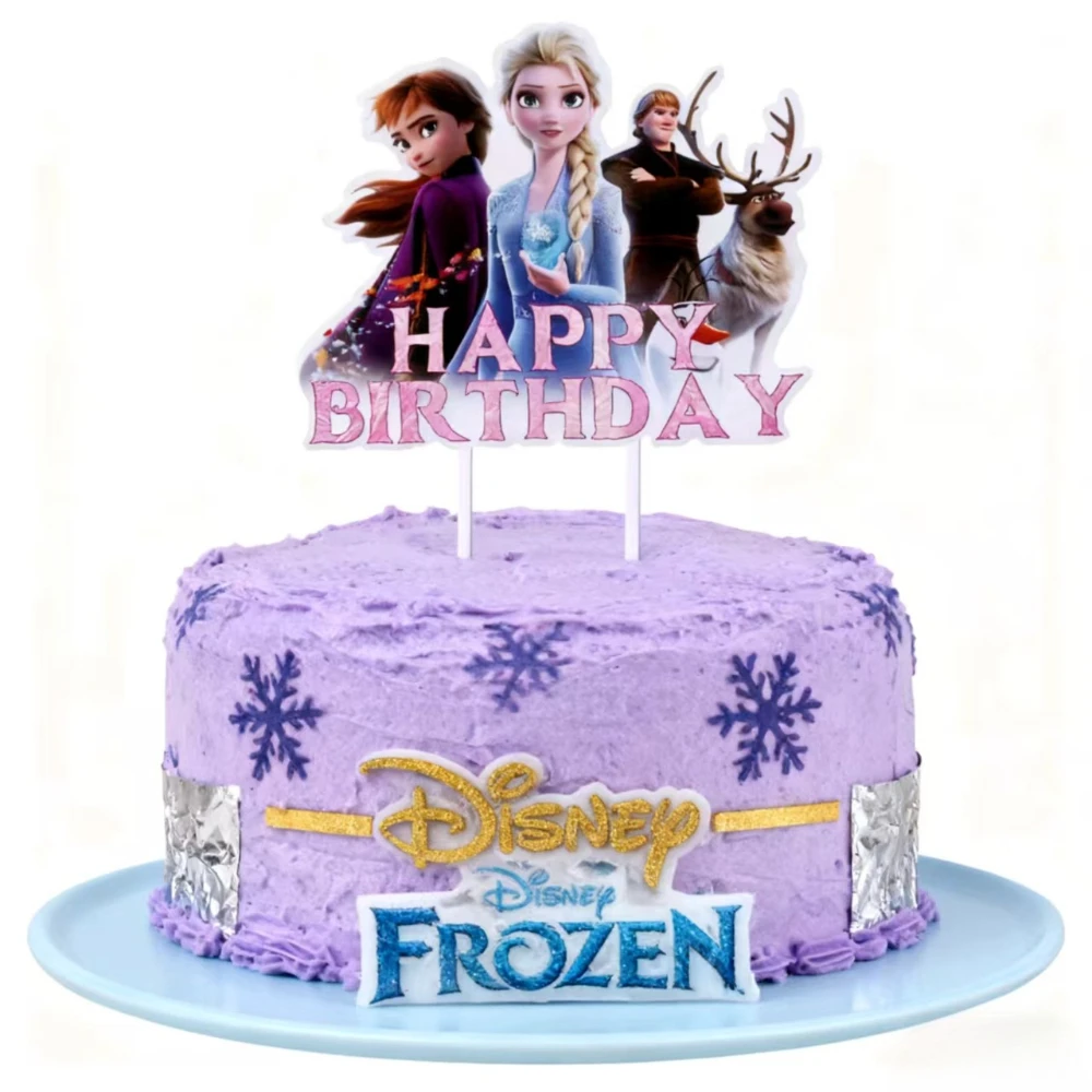 

25Pcs Frozen Photo Booth Cake Toppers Set Assorted Poses Stand-up Bases for Dessert Table Birthday Christmas Party Decorations