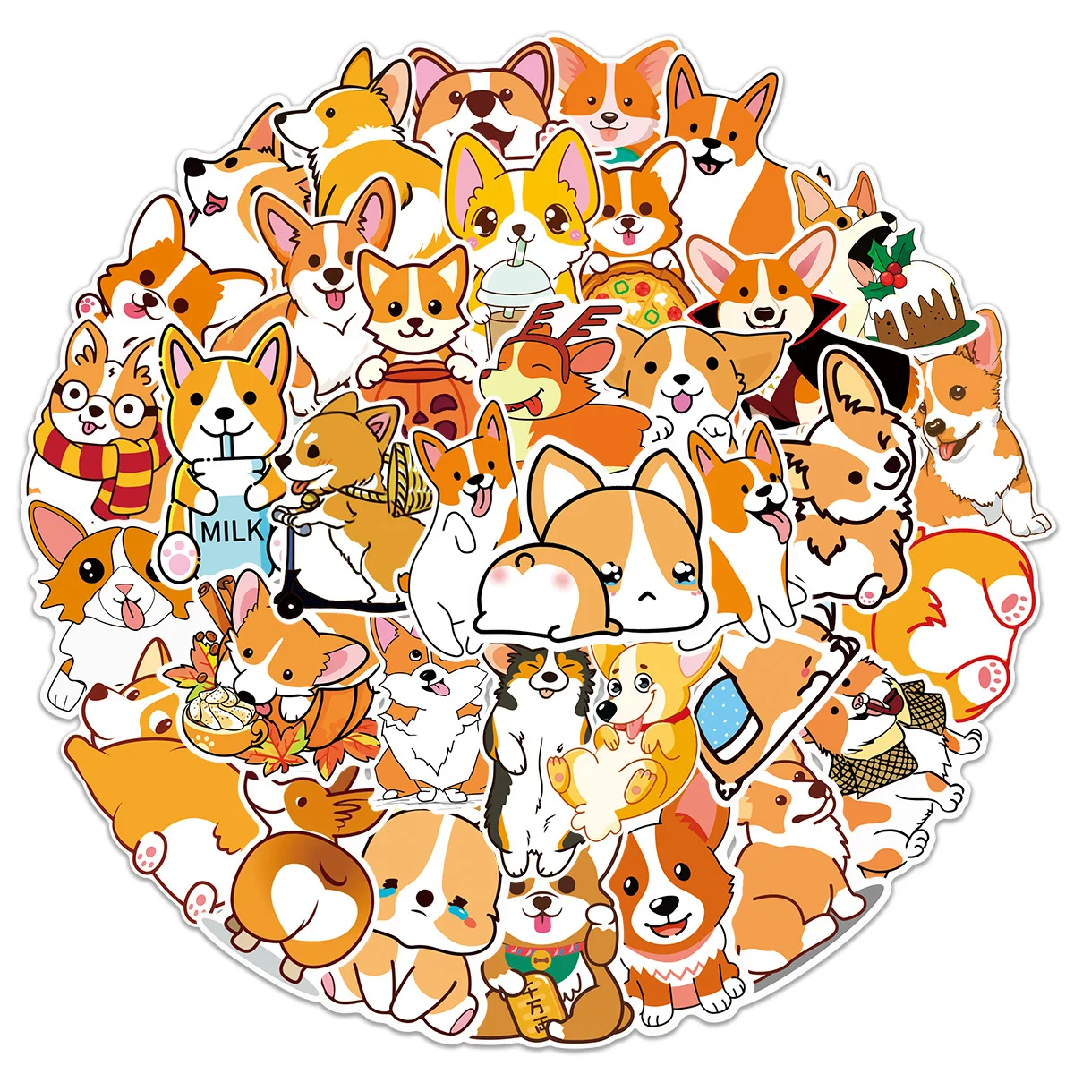 50 Pcs Kawaii  Pet Dog Corgi Graffiti Stickers Water Cup Cute Scrapbooking Diy Journaling Diary Stationery Sticker Gift Decor