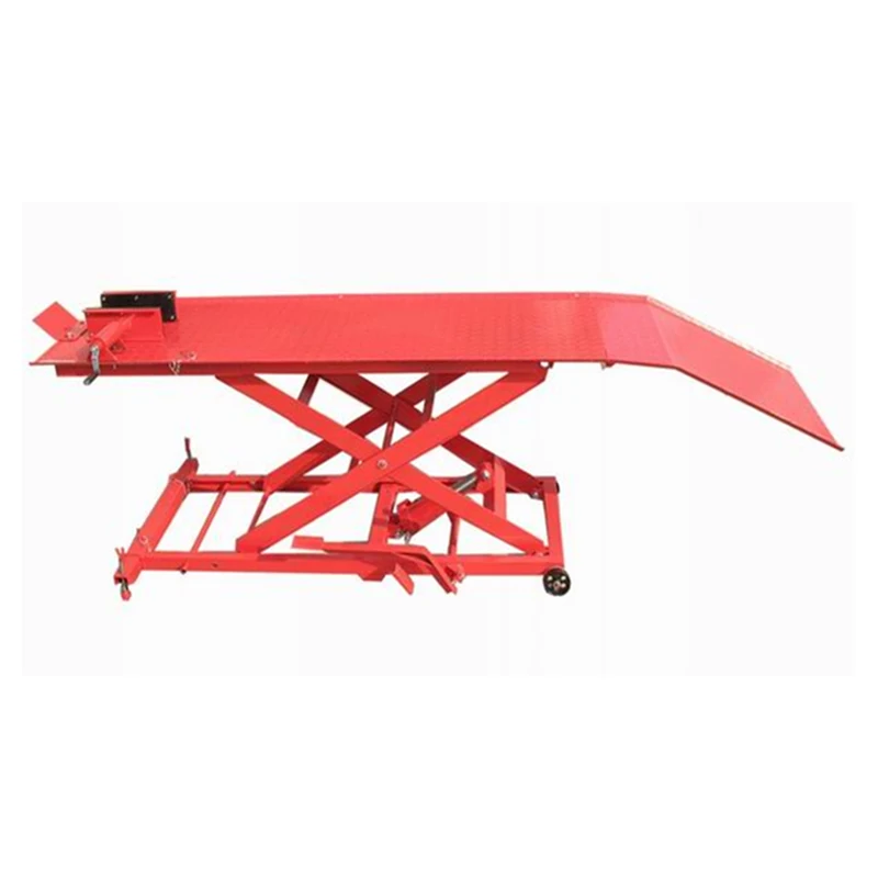 Heavy Duty Hydraulic Motorcycle Lift Table Garage Repair Scissor Platform With Detachable Ramp