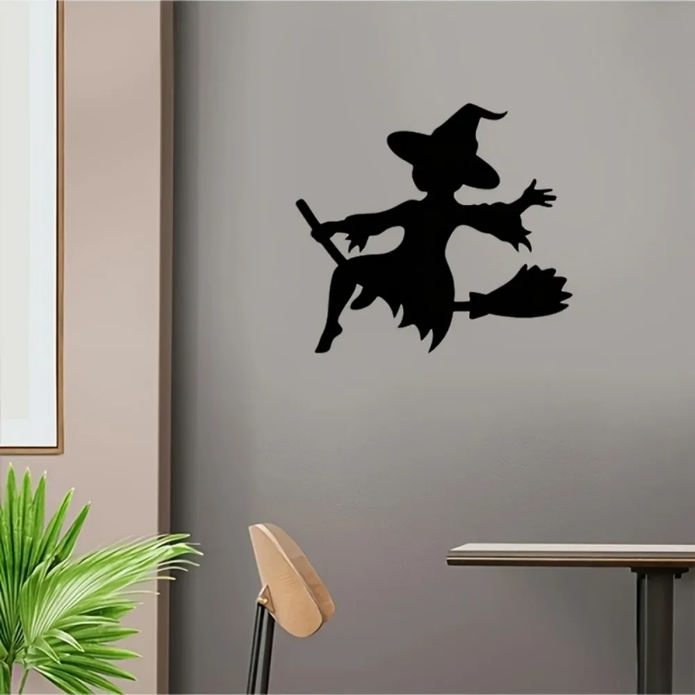 CIFBUY Spooky Broomstick Witch Silhouette Iron Wall Hanging Art Frameless Ornament for Home Door Corner Halloween Themed Events