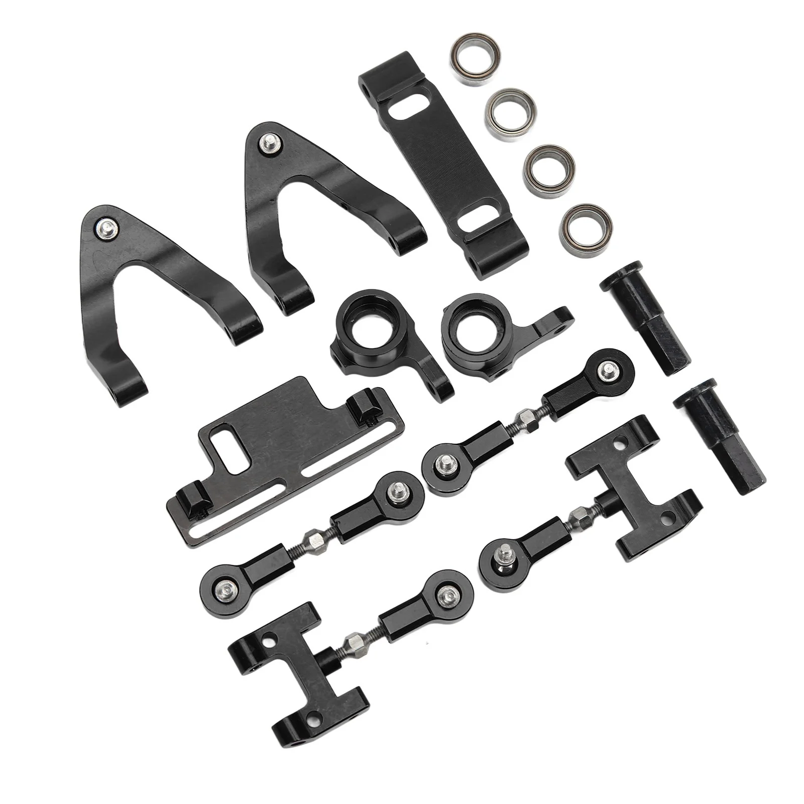 RC Aluminium Upper Lower Suspension Arm Steering Cup Hex Adapter Metal Accessories Set for WPL D12 RC CarBlack