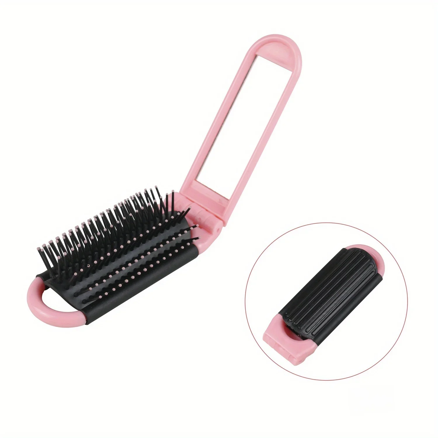 Portable Travel Foldable Hair Comb with Built-In Mirror, Mini Pocket Size Massage Hair Brush for Daily Hair Styling