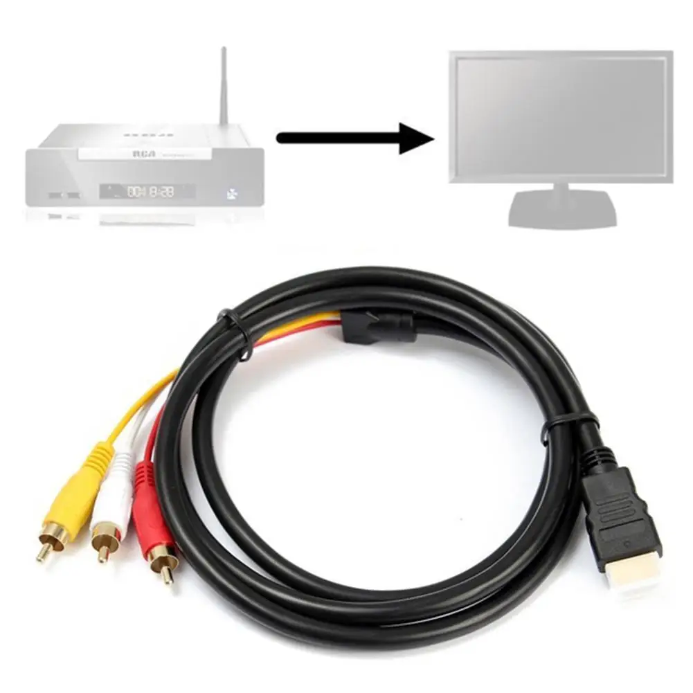 Кабель HDMI-RCA 1080P 5 футов/1,5 м HDMI «папа» на 3-RCA видео аудио AV-кабель-адаптер-передатчик для телевизора HDTV DVD 2025