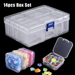 14/20grids PP Storage Box Mini Transparent Plastic Case Container Square Rectangle Packaging Box For Jewellry Beads Small Items