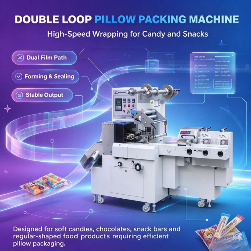 Customized Horizontal Pillow Packaging Machine Automatic High Speed Flow Wrapper for Hard Sweets Confectionery Food Wrapping