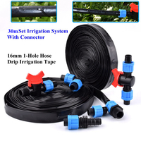 30m Set 16mm 1-Hole Rain Drip Hose Garden Watering Irrigation Tape Joint Agriculture Greenhouse Water Saving Irrigation System