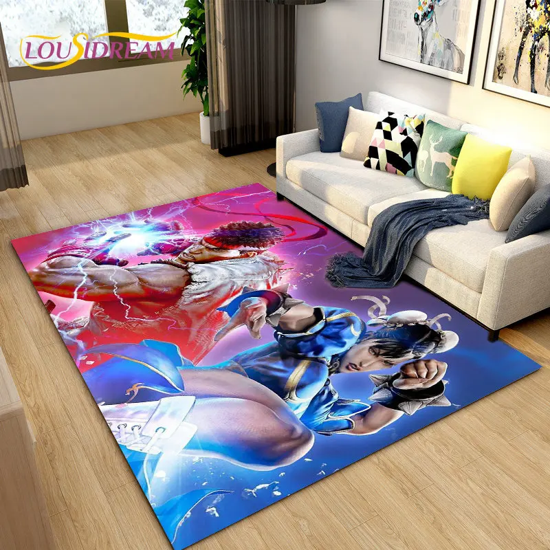 Street Fighter Retro Game Gamer Area Rug,Carpet Rug for Living Room Bedroom Sofa Doormat Decoration, Kid Play Non-slip Floor Mat