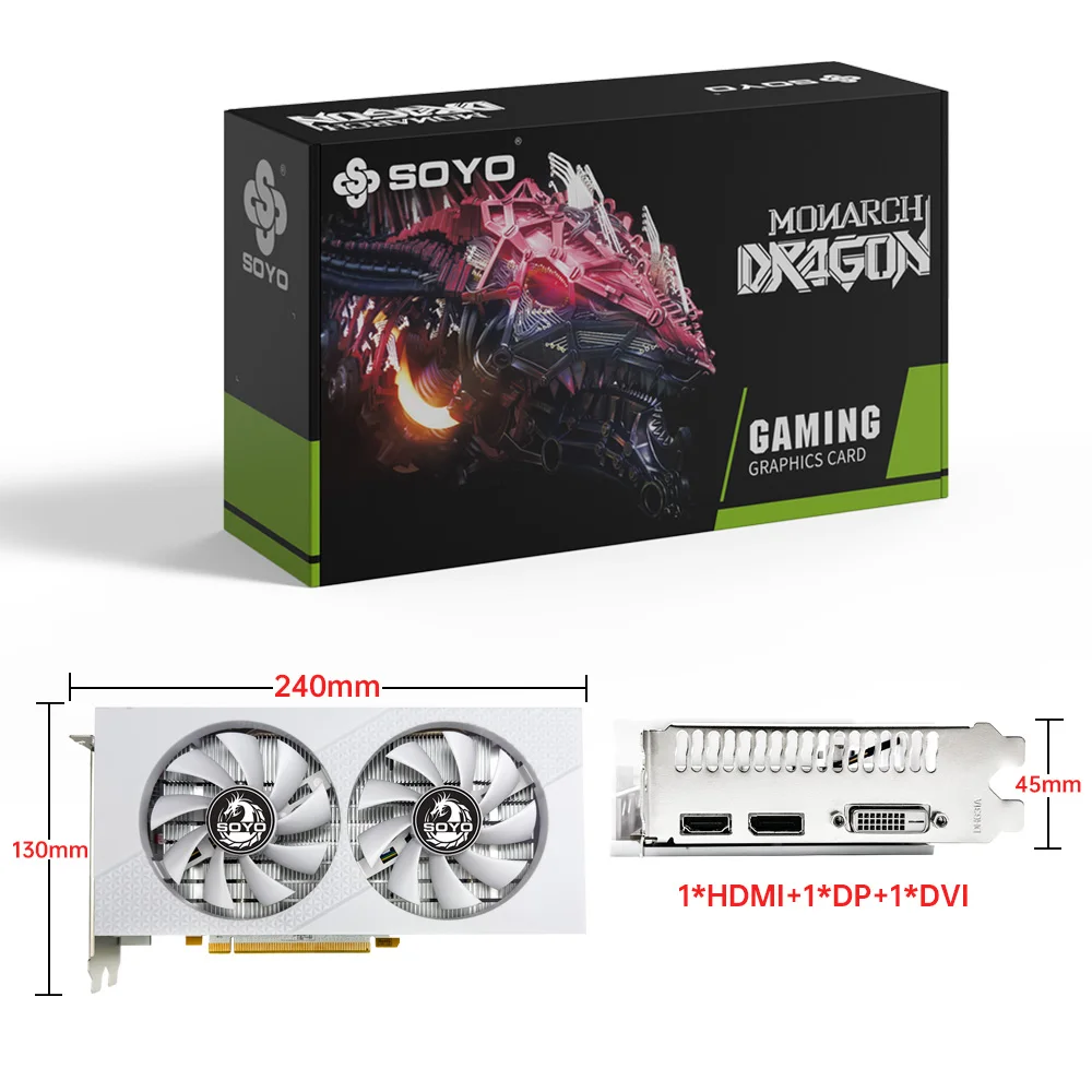 بطاقة رسومات SOYO RX580 ، ذاكرة GDDR5 ، 256 بت ، بطاقة فيديو AMD للألعاب ، واجهة DP DVI لأجهزة الكمبيوتر المكتبية ، 2048SP ، 8G