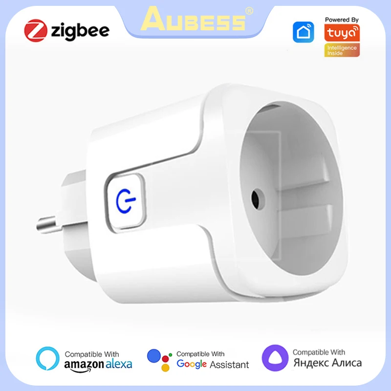 Aubess Zigbee Smart Socket 20A Shelly Power Monitor spina remota ue con supporto energetico Tuya Smart Life Alexa scarn Alice Click