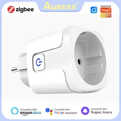 Aubess Zigbee Ổ Cắm Điện Thông Minh 20A EU Từ Xa Ổ Cắm Điện Công Suất Năng Lượng Chức Năng Giám Sát Hỗ Trợ Tuya Cuộc Sống Thông Minh Alexa Yandex Alice