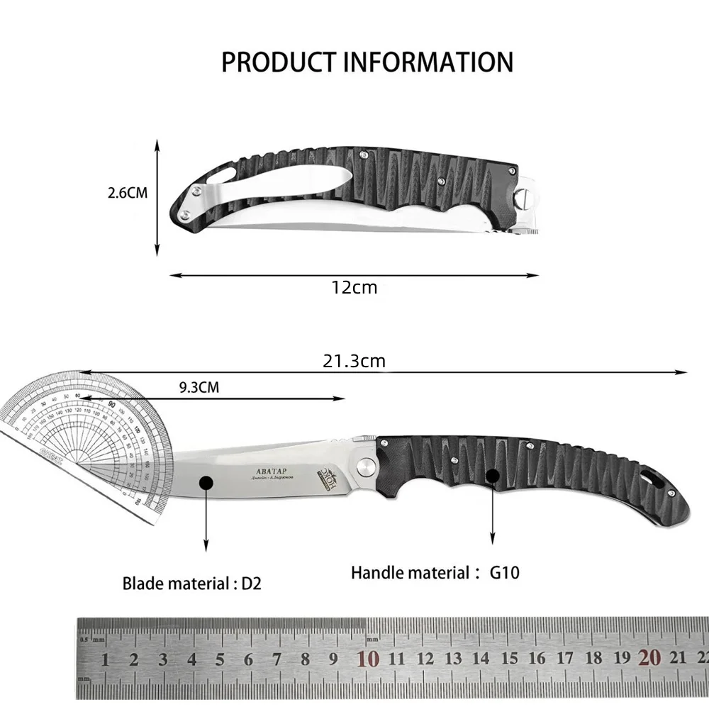 NEW Russian HOKC Folding Pocket Knife D2 Blade G10 Handle High Quality EDC Outdoor Camping Hiking Survival Hunting Tools