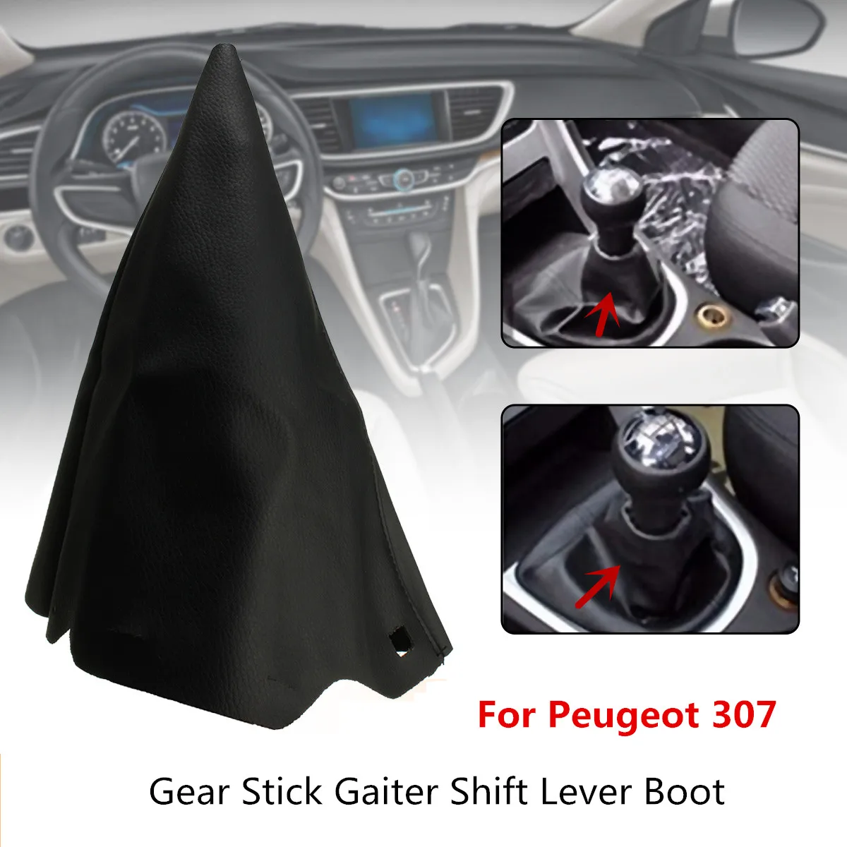 PU Leather Dustproof cover Gear Stick Gaiter Shift lever boot Case Collar For Peugeot 307 SW CC 2000-2008 Gear Shift Collars