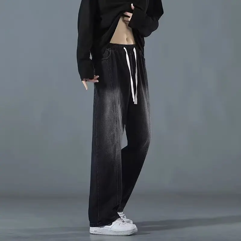 فضفاض الأمريكية Sle الرجال الجينز الرجعية Waed الطابق طول Faionable Bla السراويل الطويلة الخريف حجم كبير 300 Pou #4