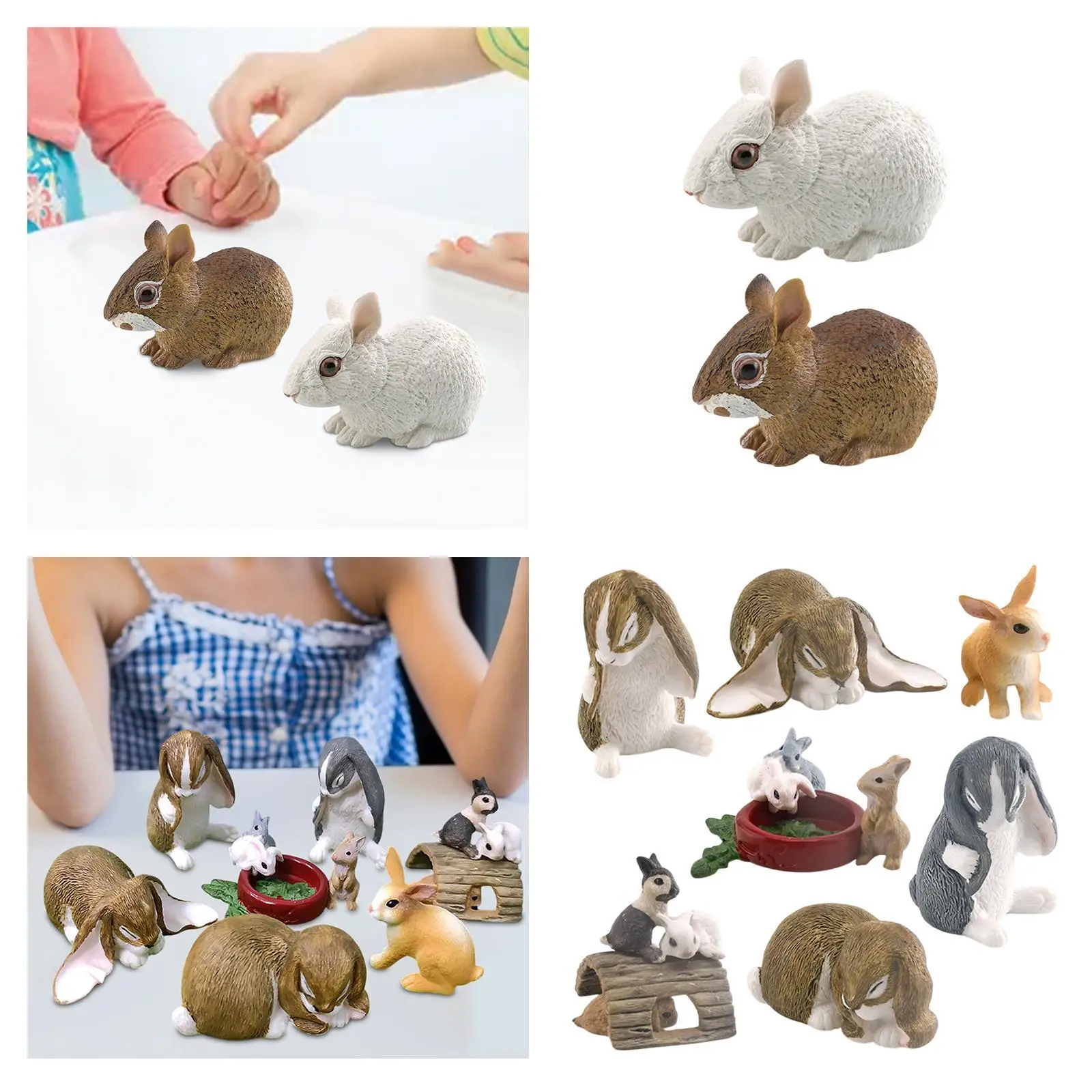 Simulation Animal Models Flower Pot Decor Bunny Figurine for Boys Girls Kids