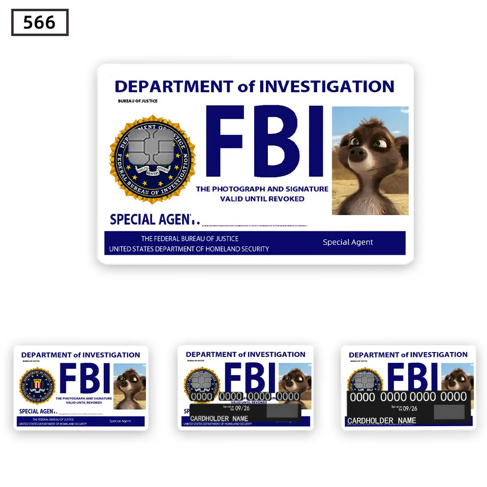 1/4Pcs FBI English Letter Kawaii Animal Bank Credit Card Stickers Vinyl Film Skin Subway Bus Card Waterproof Protective Cover