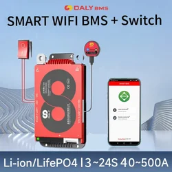 Daly Smart WIFI BMS Switch Lifepo4 4S 12V 8S 24V 16S 48V 24S 72V Li-Ion 7S 13S 14S 48V UART RS485 CAN  40A 60A 100A 150A 200