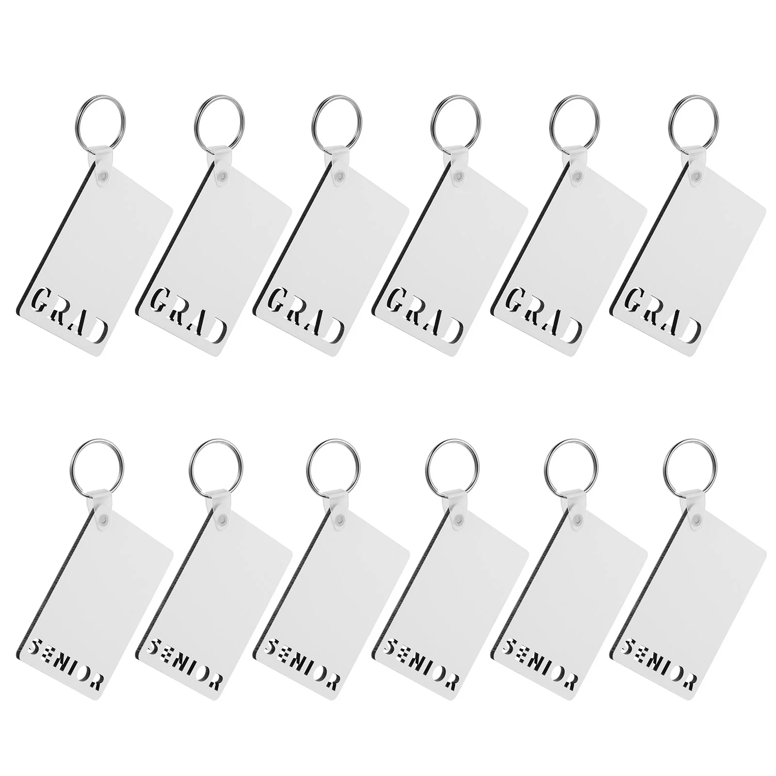 

12 Pcs Graduation Keychain Sublimation Blank Ring Charm Heat Transfer Keyring