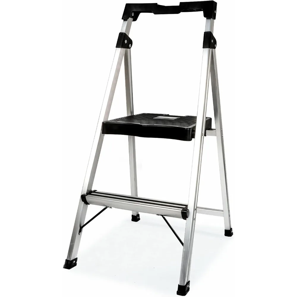 

2 Step Ladder Folding Step Stool, 4.6 Lbs Aluminum Step Ladder Max Load 900lbs | Anti-Bump & Wide Non-Slip Pedal, Tool Tray, Saf