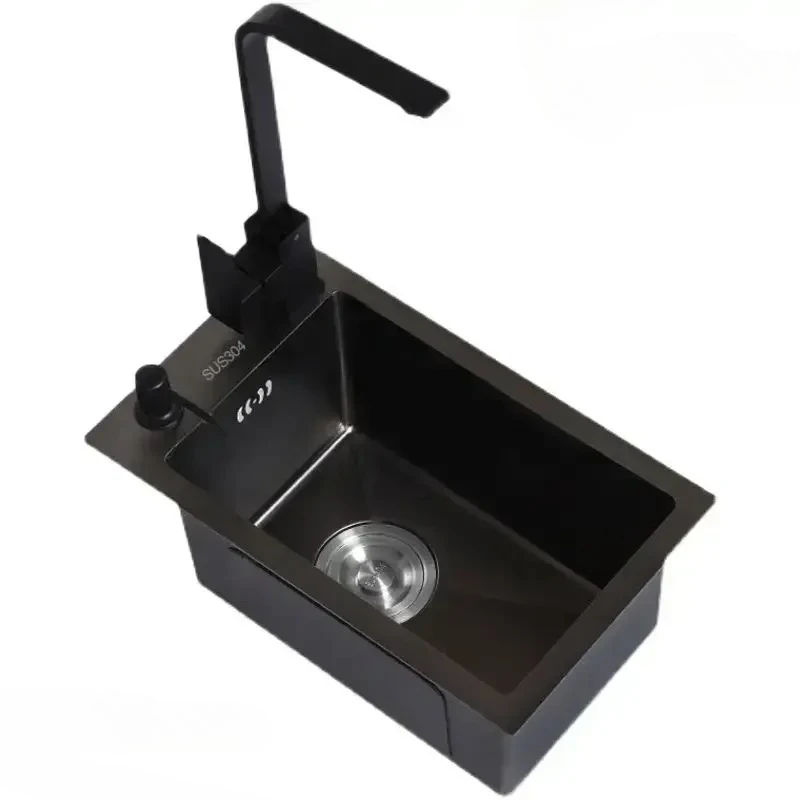 

Hot Selling Mini Sink Single Tank 304 Stainless Steel Kitchen Sinks Black Nano Thicken Wash Basin Small Sink Kitchen