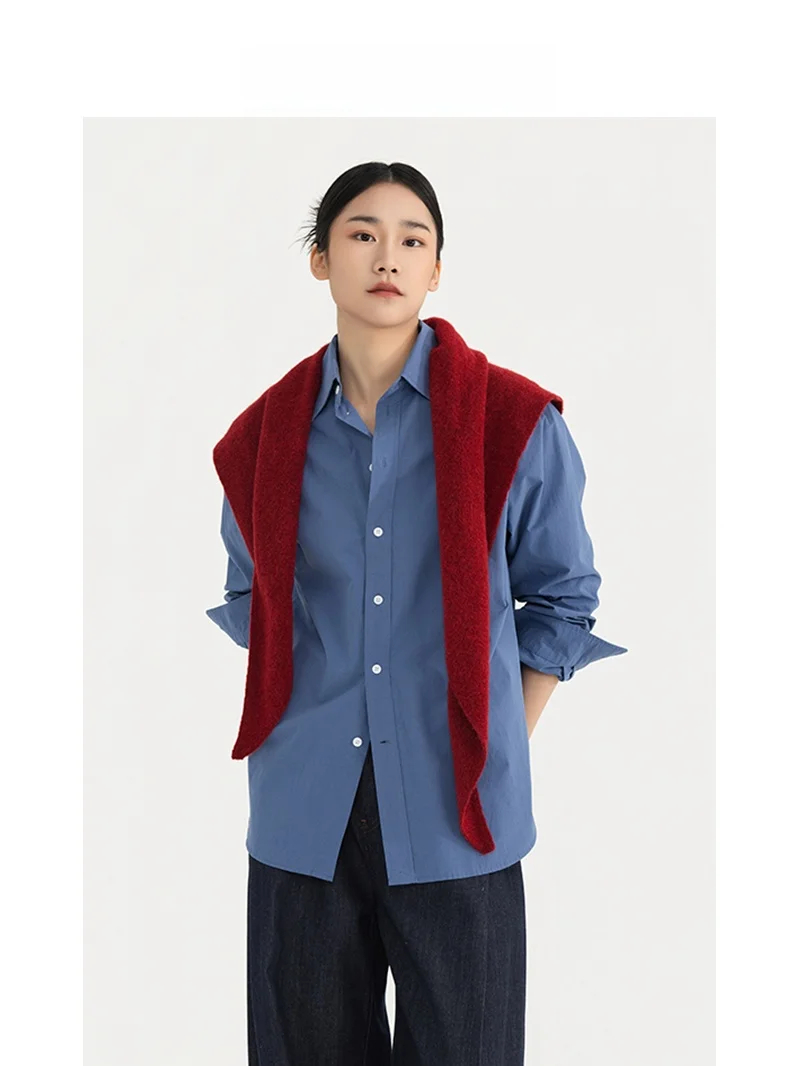 

Классическая рубашка Lani Mat Blue Cotton в стиле ретро, женская, свободного кроя, с длинными рукавами, на пуговицах, Ciwalk, повседневная, универсальная
