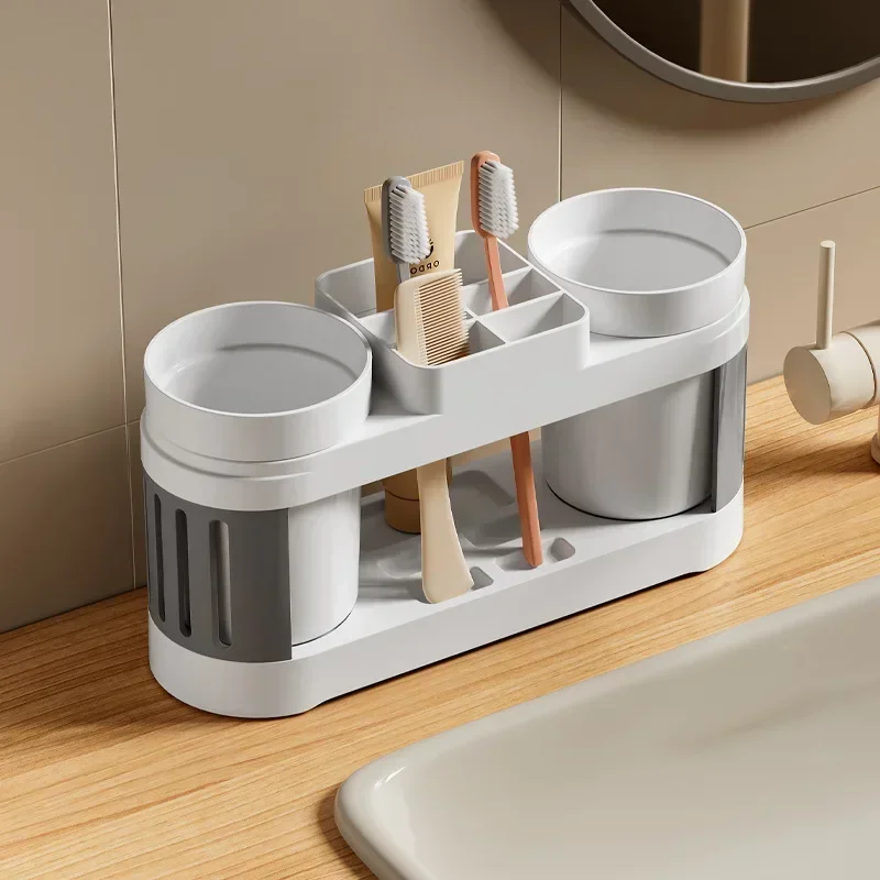 New Bathroom Toothbrush Toothpaste Shelf Simple Advanced All-in-one Toothbrush Mouthwash Cup Bathroom Wash Set Cup Holder