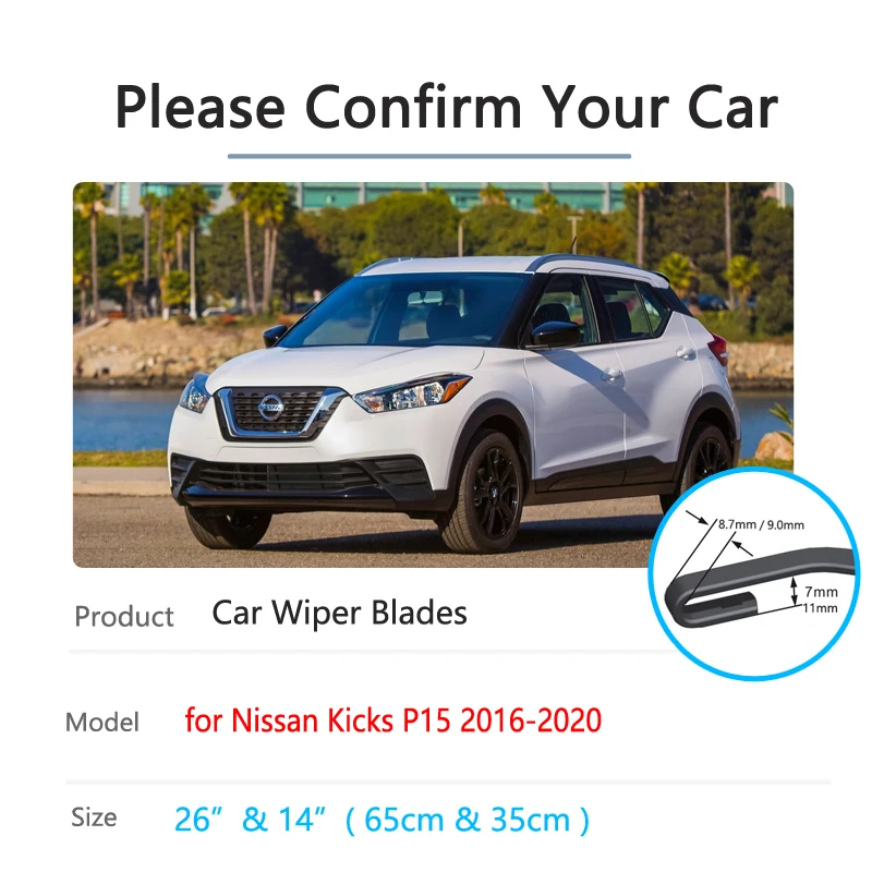 For Nissan Kicks 2016 2017 2018 2019 2020 P15 Front Window Windscreen Windshield Wipers Blades Car Accessories Car Wiper Blade