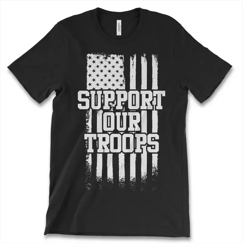 Unterstützen Sie unsere Truppen, amerikanische Flagge, neues Herren-T-Shirt, patriotischer politischer Veteran