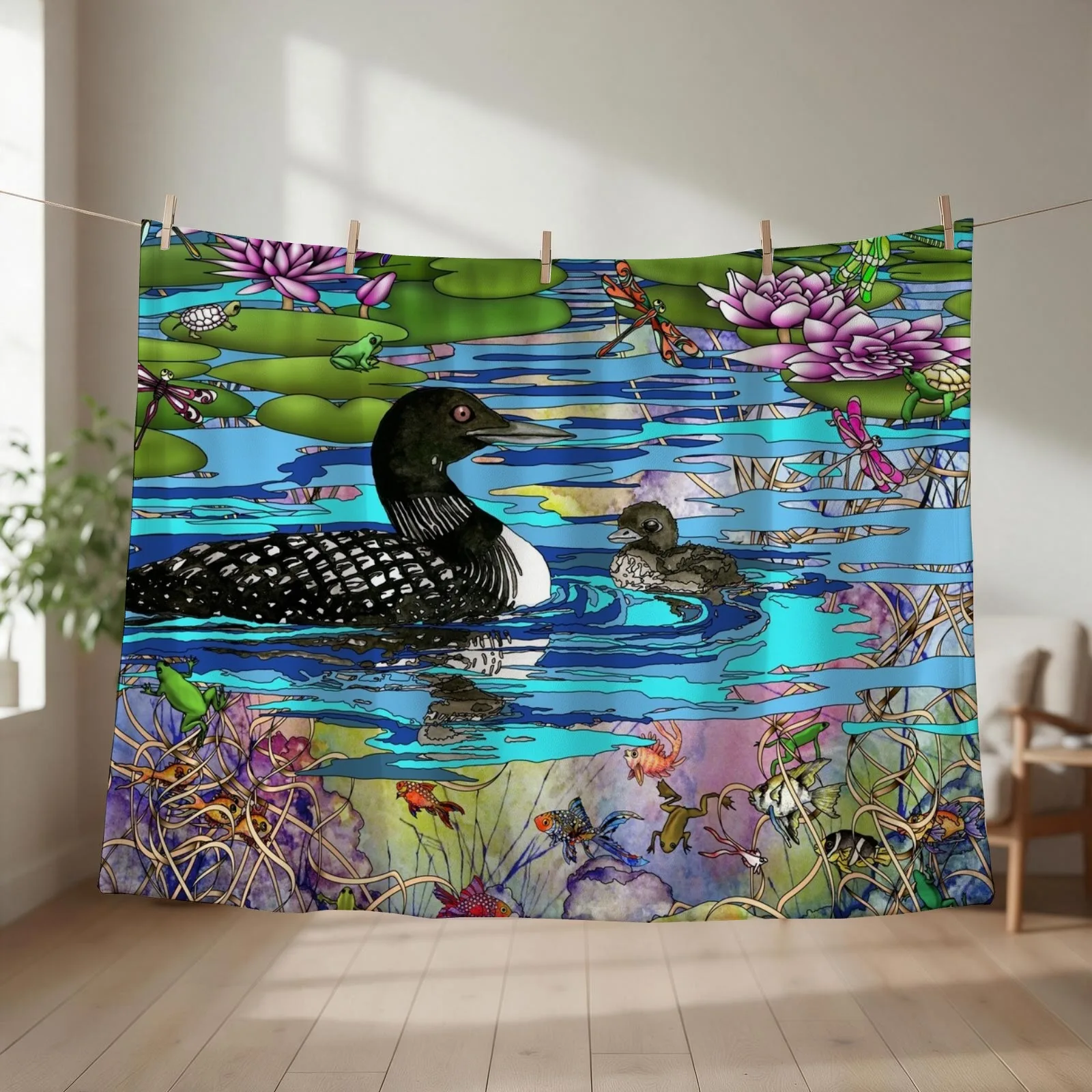 Loons and Water Lilies Throw Blanket Kid'S valentine gift ideas for sofa Tourist Blankets