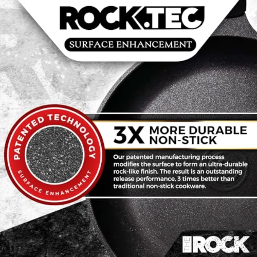 1TSP 13 قطعة مجموعة تجهيزات المطابخ أواني ومقالي غير لاصقة للطهي اليومي تقنية RockTec تمنع الالتصاق والتزييف متينة He #2