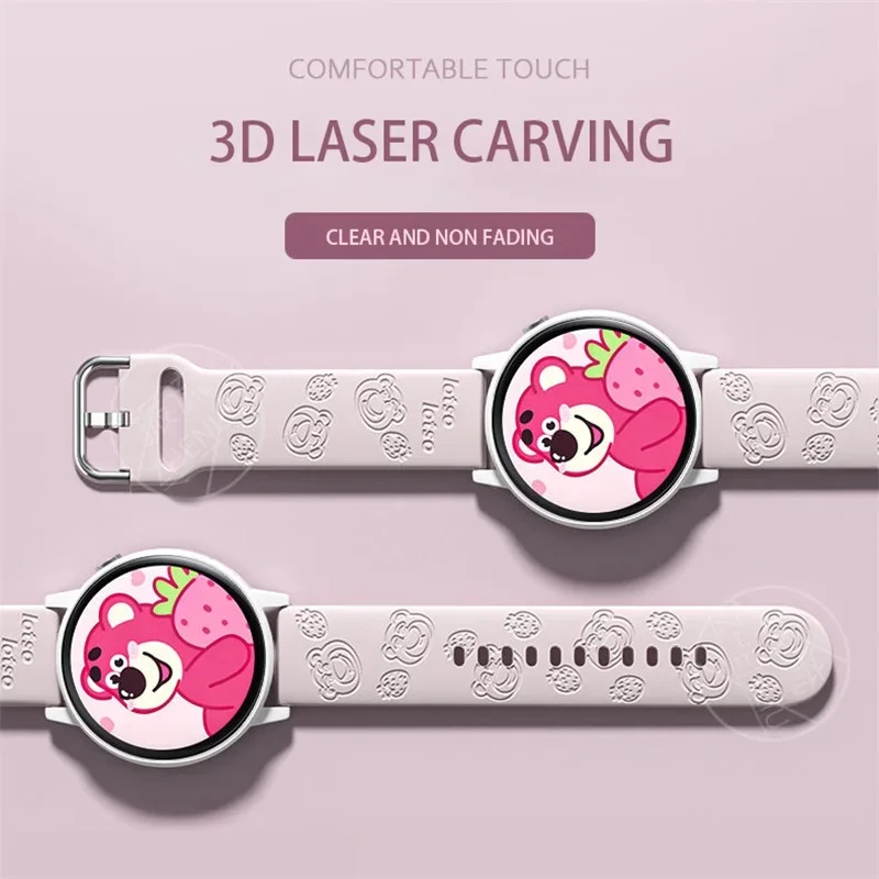 Laser Carving Lotso Silicone Strap for Huawei Watch GT4 41mm Sports Wristband for huawei watch GT3 46mm Men Women 18mm 22mm