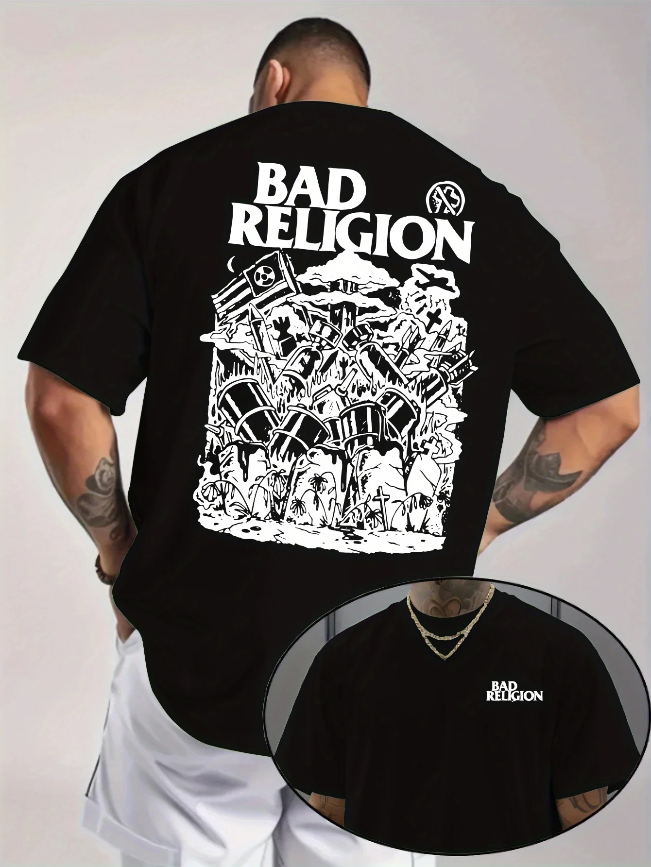 Camiseta con Estampado Punk Rock para Hombre - BAD RELIGION, Camiseta con Estampado en la Espalda, Regalo para Hombre, Ropa Y2K