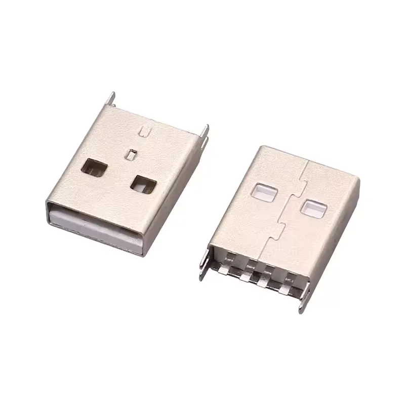 USB 2.0A male 180-degree in-line short-body welding plate AF male head upright 4-pin socket 15.0mm